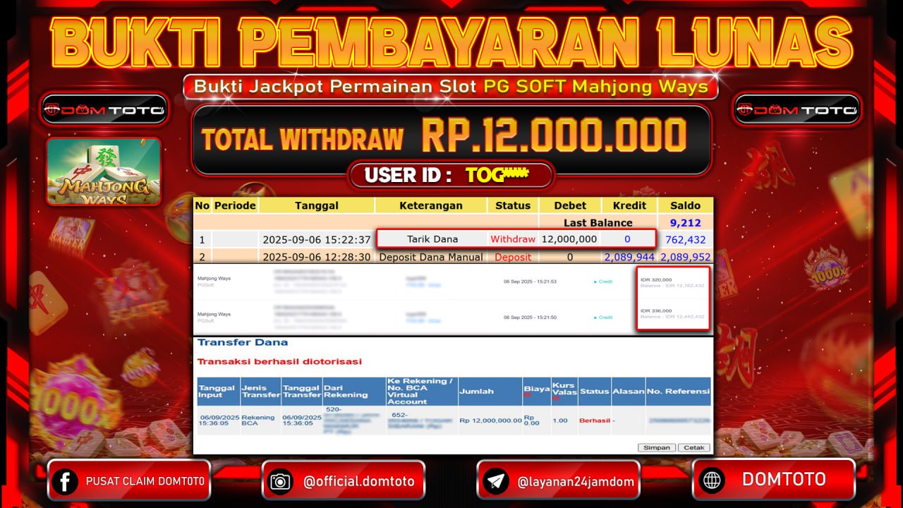 JACKPOT SLOT Mahjong Ways PGSoft 06 SEPTEMBER 2025